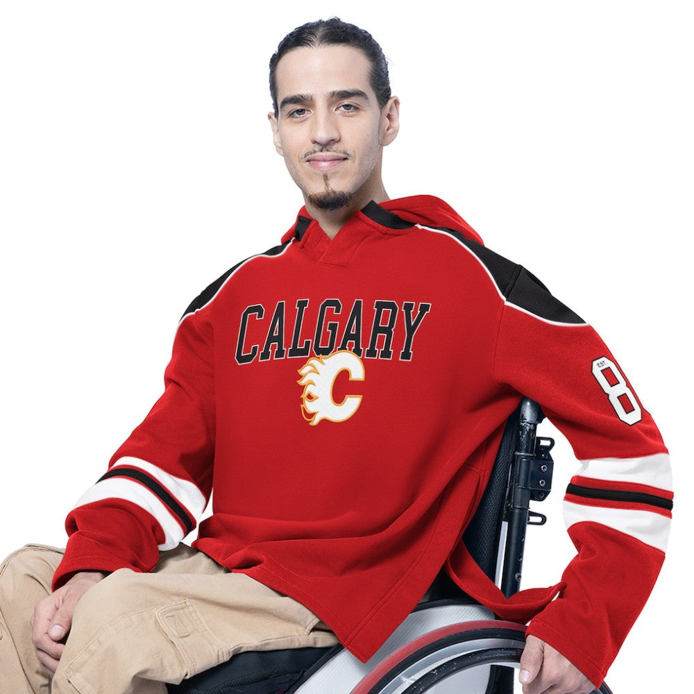 NHL Calgary Flames G-III Sports by Carl Banks Adaptive Wear Lord Stanley Hooded Long Sleeve Sweatshirt