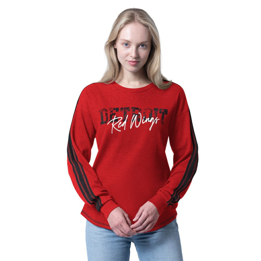 NHL Detroit Red Wings G-III 4Her by Carl Banks Women's Advantage Thermal Long-Sleeve Tri-Blend T-Shirt