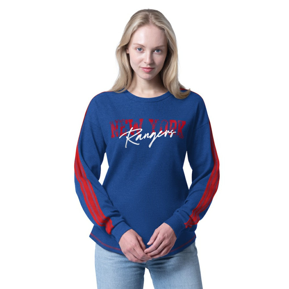 NHL New York Rangers G-III 4Her by Carl Banks Women's Advantage Thermal Long-Sleeve Tri-Blend T-Shirt
