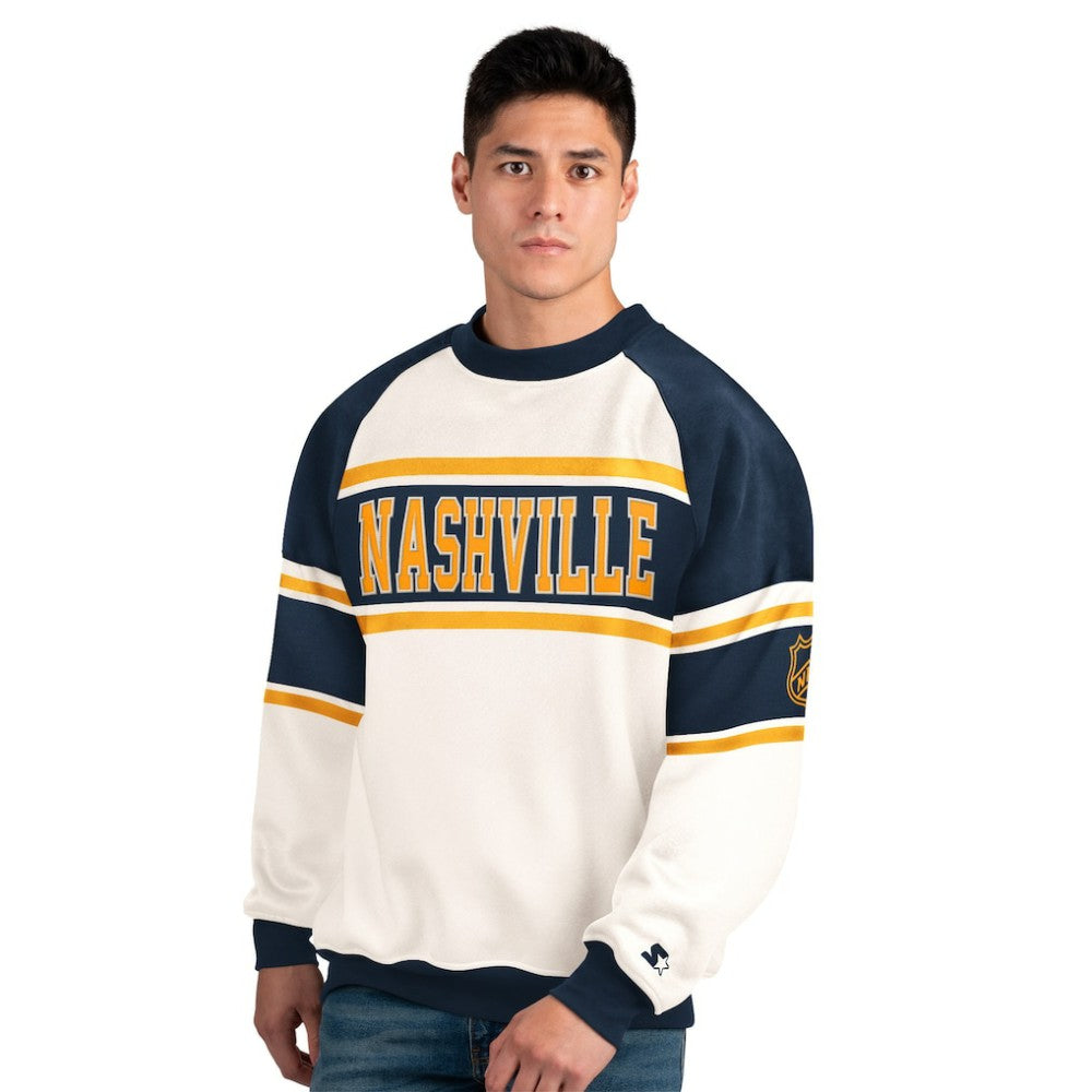 NHL Nashville Predators Starter Male Adult Defense Fleece Crewneck Sweatshirt