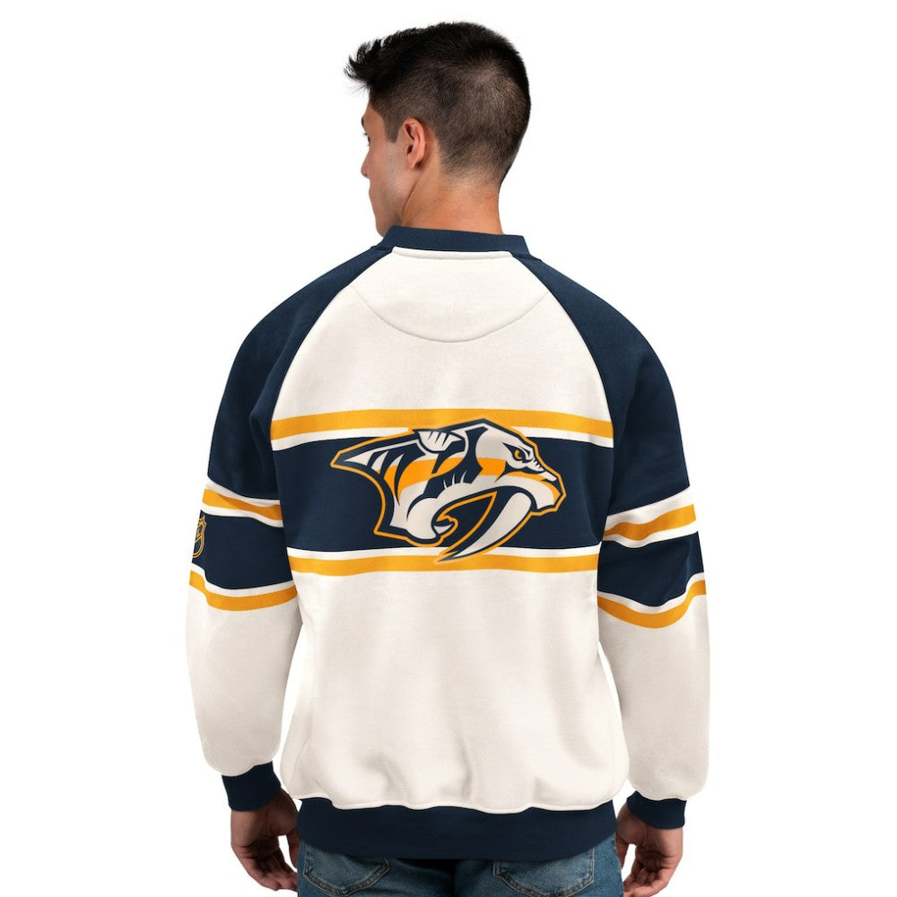 NHL Nashville Predators Starter Male Adult Defense Fleece Crewneck Sweatshirt