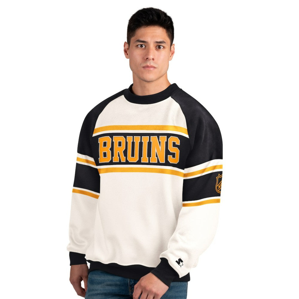 NHL Boston Bruins Starter Male Adult Defense Fleece Crewneck Sweatshirt