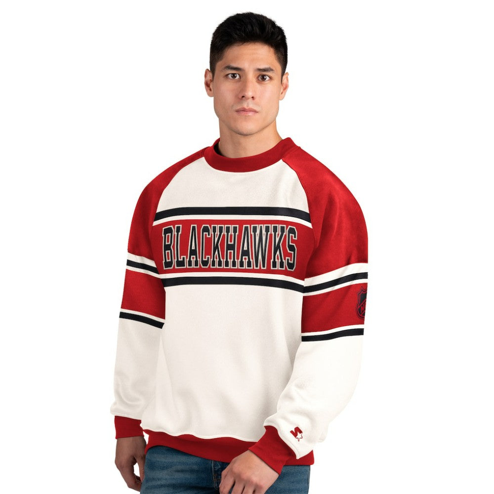 NHL Chicago Blackhawks Starter Male Adult Defense Fleece Crewneck Sweatshirt