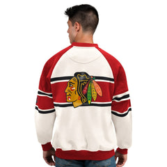 NHL Chicago Blackhawks Starter Male Adult Defense Fleece Crewneck Sweatshirt