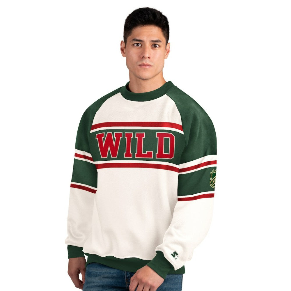 NHL Minnesota Wild Starter Male Adult Defense Fleece Crewneck Sweatshirt