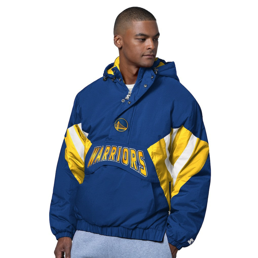 Golden State Warriors Starter The Line Up Oxford Crinkle Half-Zip Hooded Jacket sale