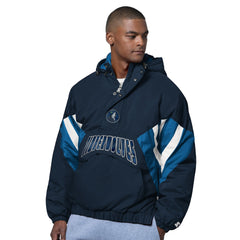 Minnesota Timberwolves Starter The Line Up Oxford Crinkle Half-Zip Hooded Jacket