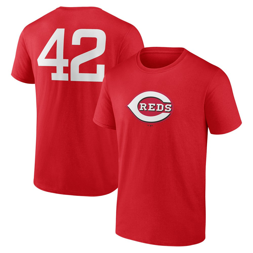 Red Cincinnati Reds Jackie Robinson Day Name & Number T-Shirt