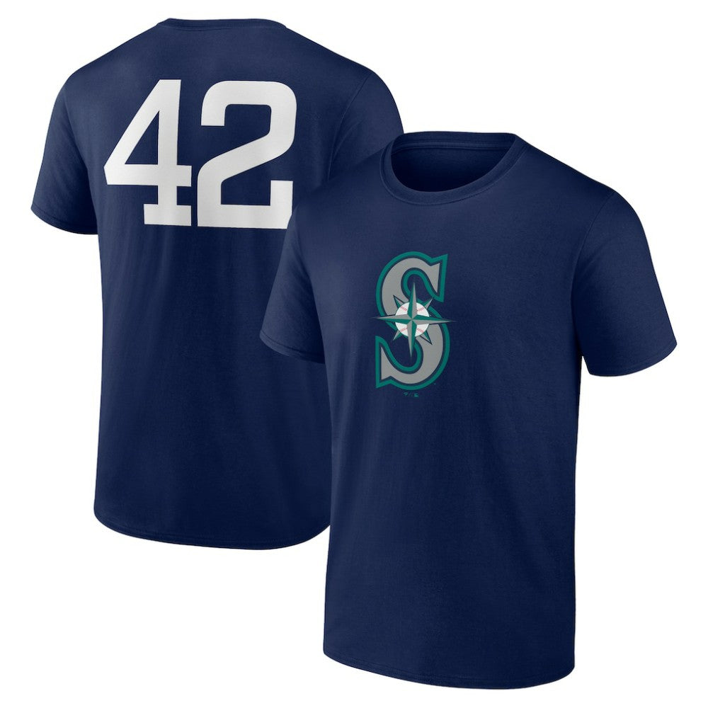 Navy Seattle Mariners Jackie Robinson Day Name & Number T-Shirt