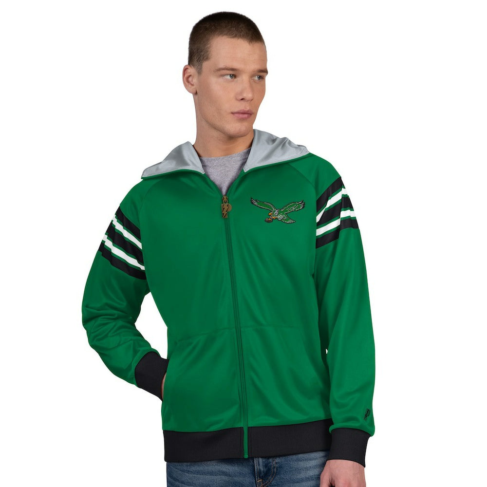 Pro Player Retro Helmet Full-Zip Hooded Track Jacket - Philadelphia Eagles Jackets