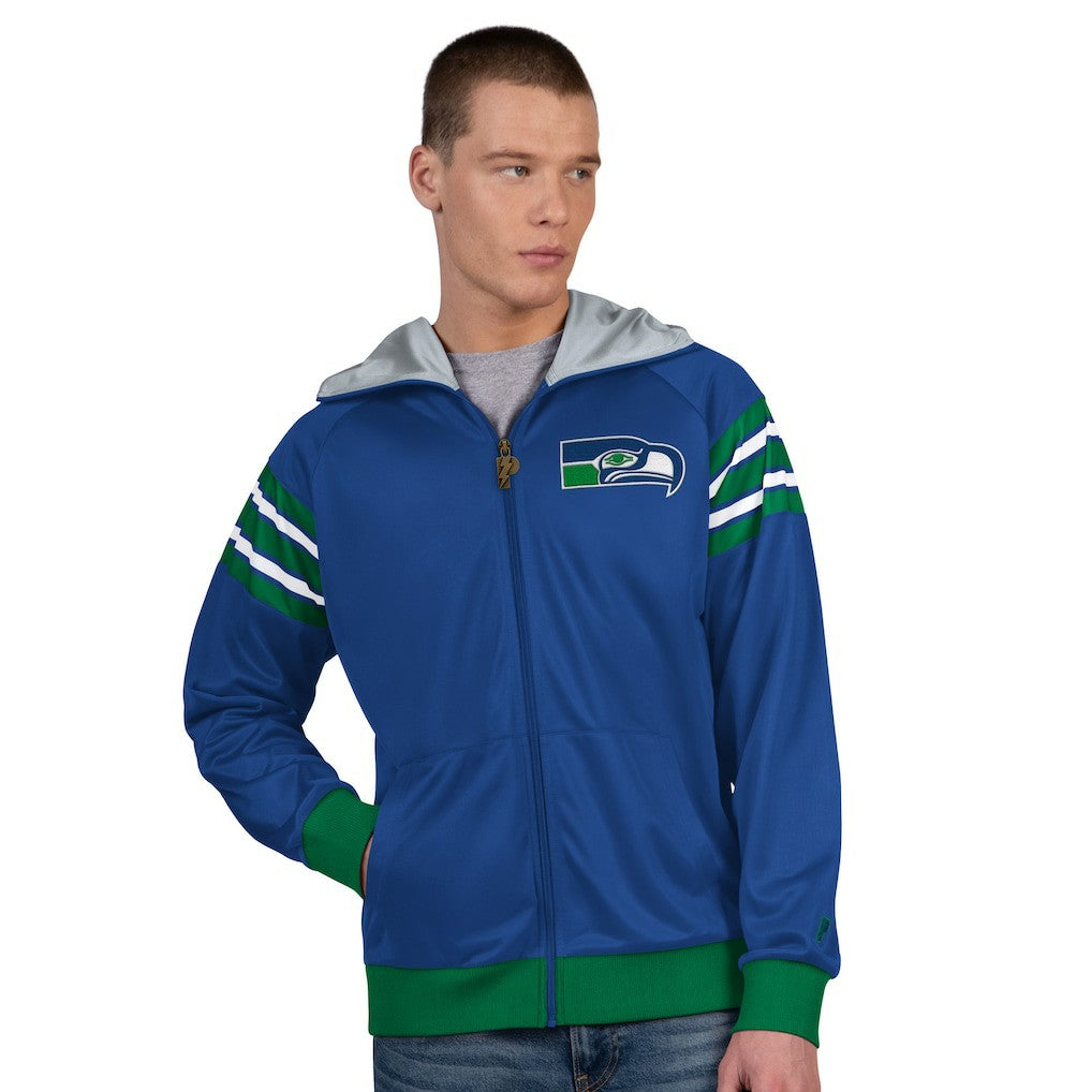 Pro Player Retro Helmet Full-Zip Hooded Track Jacket - Seattle Seahawks Jackets