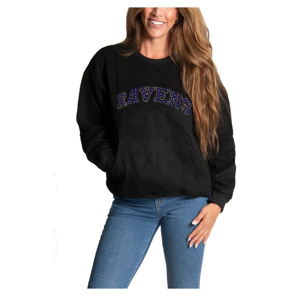Cuce Women's Chenille Jeweled Sweatshirt - Baltimore Ravens Sweatshirts
