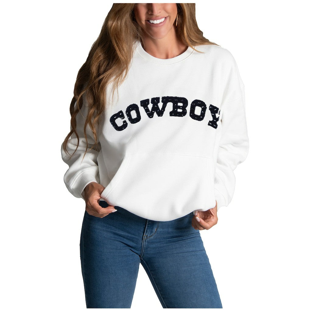 Cuce Women's Chenille Jeweled Sweatshirt - Dallas Cowboys Sweatshirts