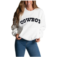Cuce Women's Chenille Jeweled Sweatshirt - Dallas Cowboys Sweatshirts