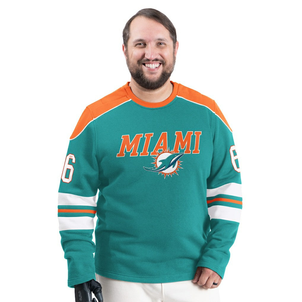 G-III Sports by Carl Banks Adaptive Lord Stanley Crewneck Sweatshirt - Miami Dolphins Sweatshirts
