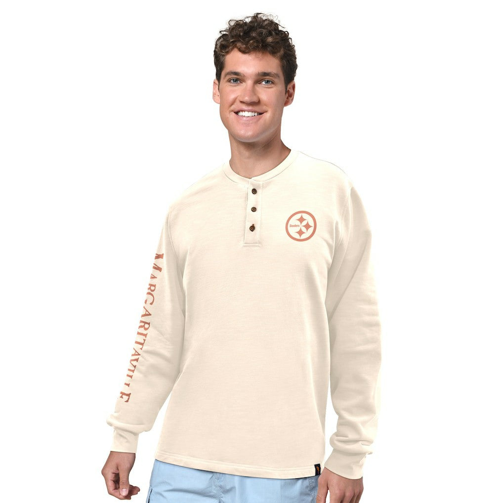 Margaritaville Five O'Clock Henley Long Sleeve T-Shirt - Pittsburgh Steelers T-shirts