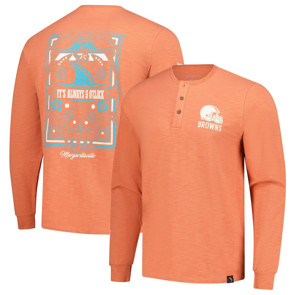 Margaritaville Five O'Clock Henley Long Sleeve T-Shirt - Cleveland Browns T-shirts