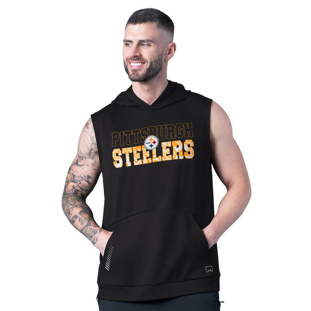 MSX by Michael Strahan Tri-Blend Rebound Sleeveless Hoodie - Pittsburgh Steelers Hoodies