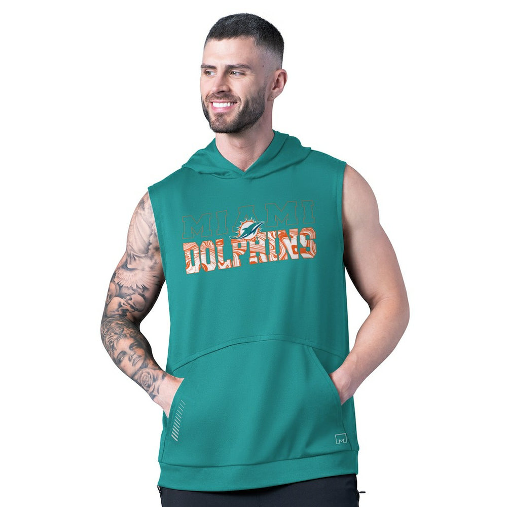 MSX by Michael Strahan Tri-Blend Rebound Sleeveless Hoodie - Miami Dolphins Hoodies