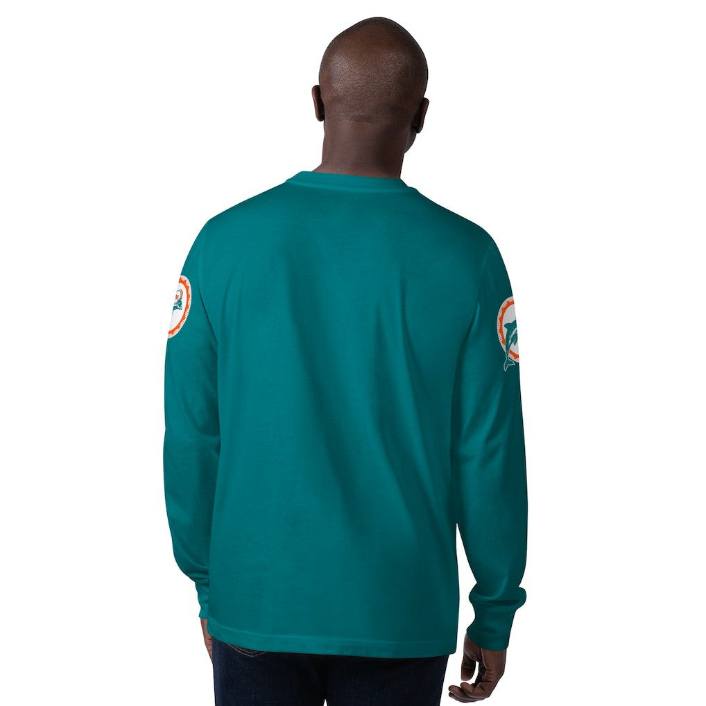 Starter Extreme Clutch Hit Vintage Logo Long Sleeve T-Shirt - Miami Dolphins T-shirts