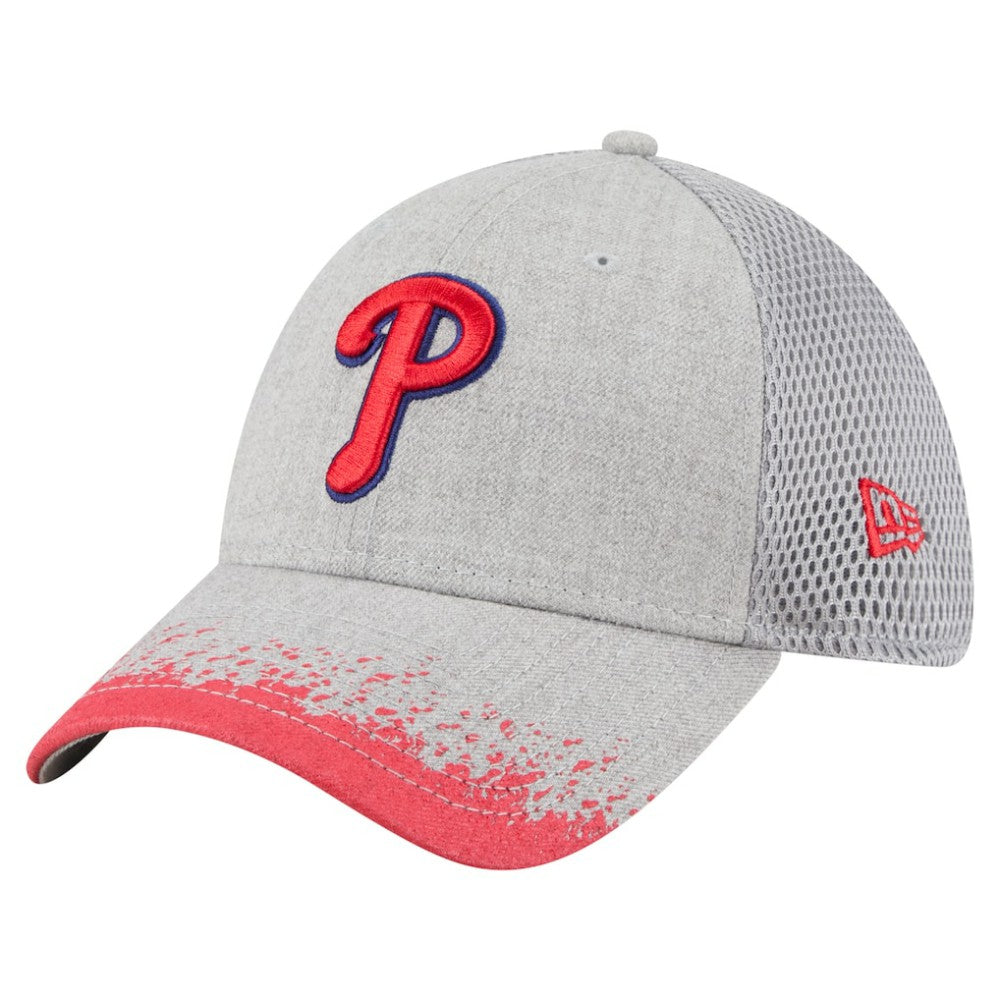 Gray Philadelphia Phillies New Era Visor Paint Splatter 39THIRTY Flex Hat