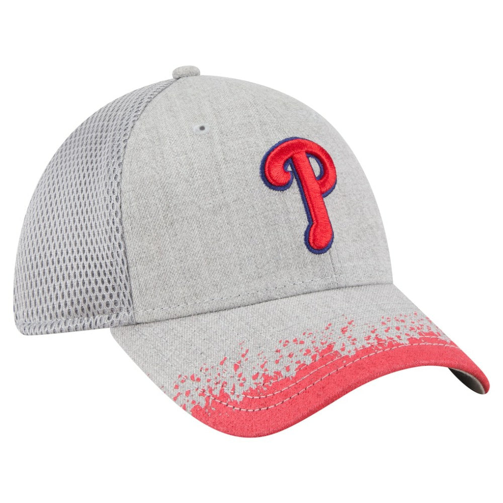 Gray Philadelphia Phillies New Era Visor Paint Splatter 39THIRTY Flex Hat