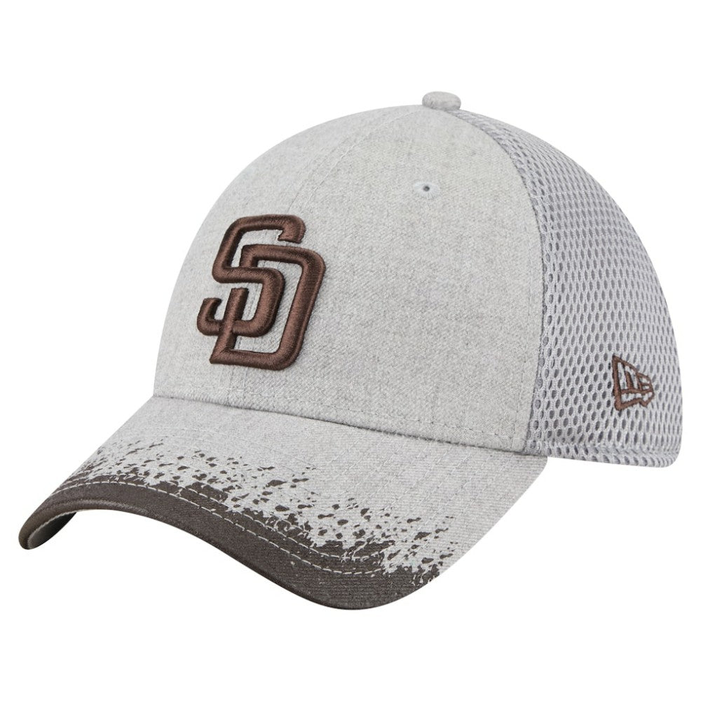Gray San Diego Padres New Era Visor Paint Splatter 39THIRTY Flex Hat