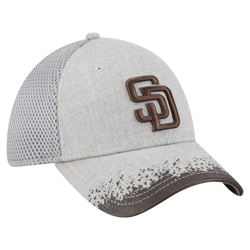 Gray San Diego Padres New Era Visor Paint Splatter 39THIRTY Flex Hat