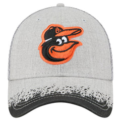 Gray Baltimore Orioles New Era Visor Paint Splatter 39THIRTY Flex Hat