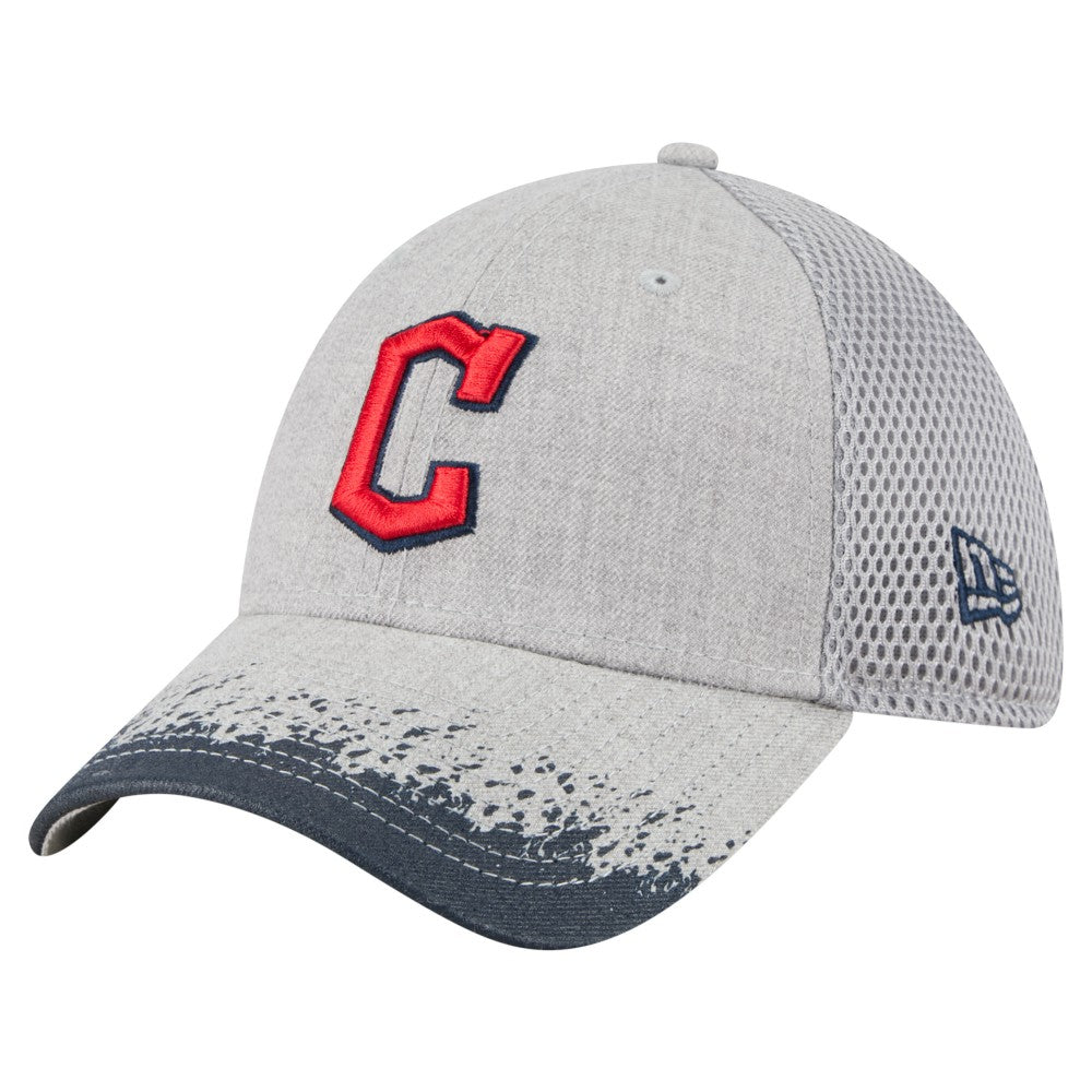 Gray Cleveland Guardians New Era Visor Paint Splatter 39THIRTY Flex Hat
