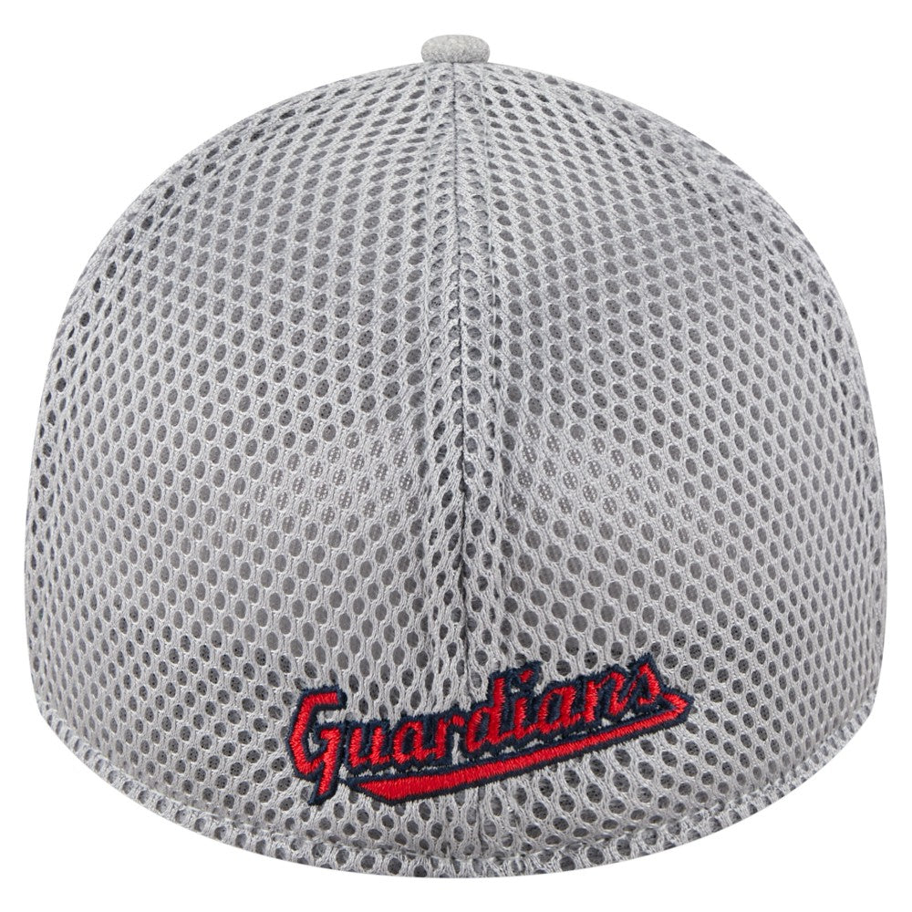 Gray Cleveland Guardians New Era Visor Paint Splatter 39THIRTY Flex Hat