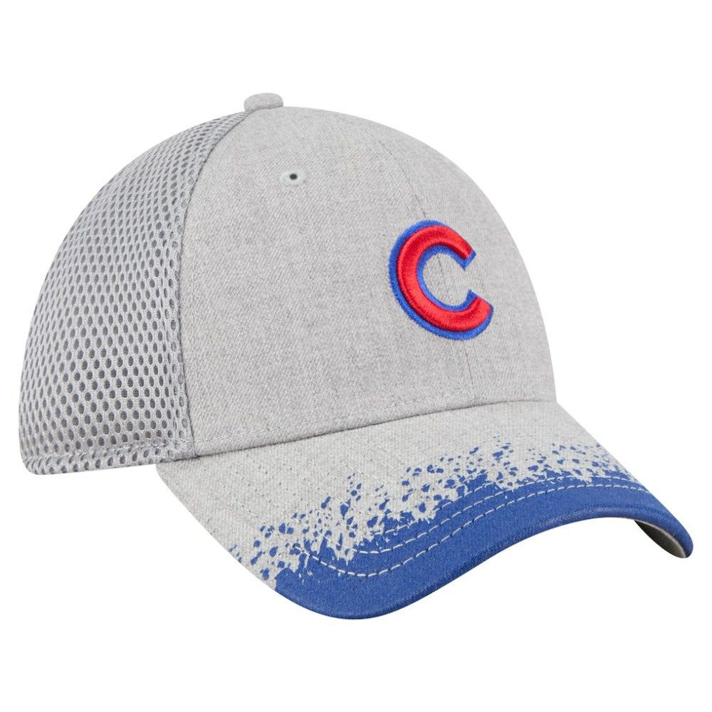 Gray Chicago Cubs New Era Visor Paint Splatter 39THIRTY Flex Hat