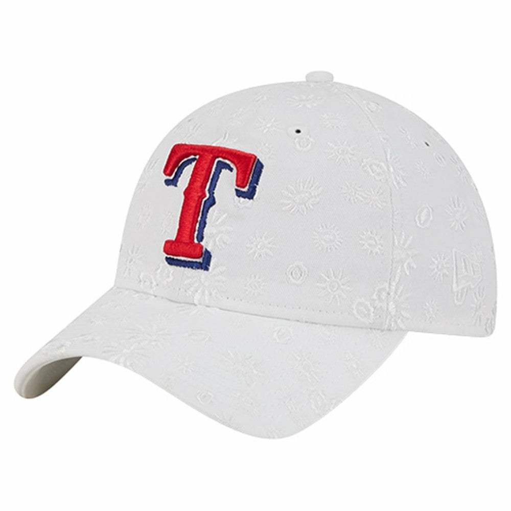 White Texas Rangers New Era Women's Floral Mesh 9TWENTY Adjustable Hat