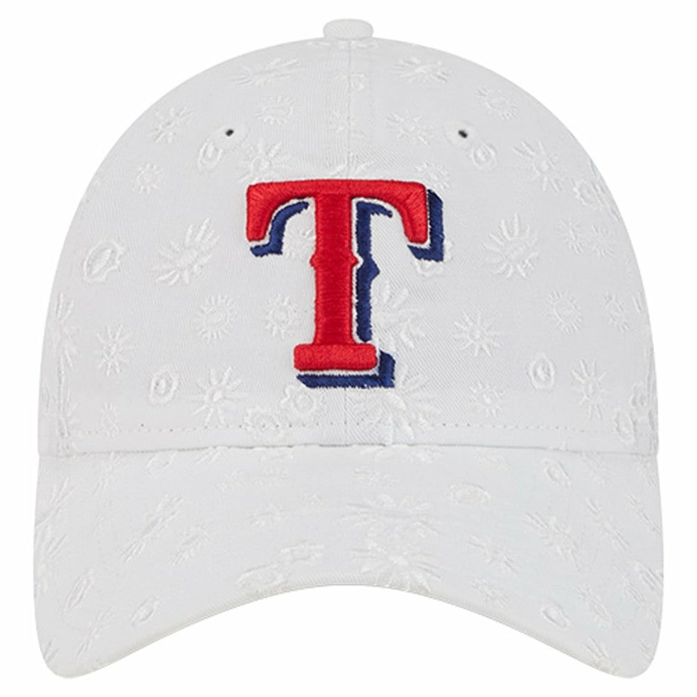 White Texas Rangers New Era Women's Floral Mesh 9TWENTY Adjustable Hat