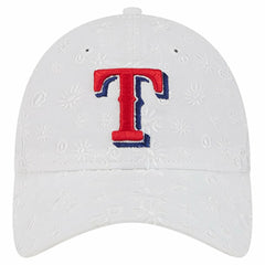 White Texas Rangers New Era Women's Floral Mesh 9TWENTY Adjustable Hat