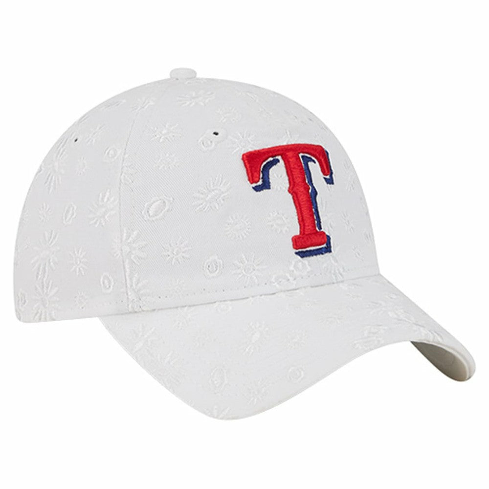 White Texas Rangers New Era Women's Floral Mesh 9TWENTY Adjustable Hat