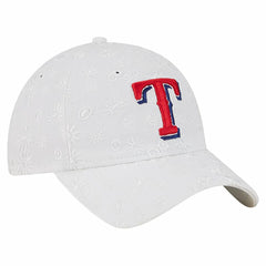 White Texas Rangers New Era Women's Floral Mesh 9TWENTY Adjustable Hat