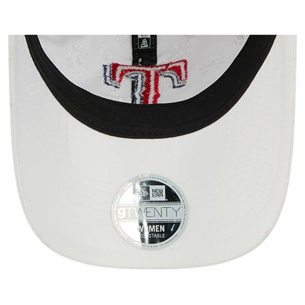 White Texas Rangers New Era Women's Floral Mesh 9TWENTY Adjustable Hat