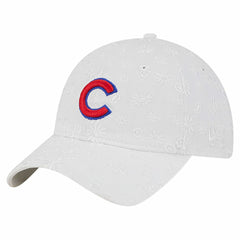 White Chicago Cubs New Era Women's Floral Mesh 9TWENTY Adjustable Hat