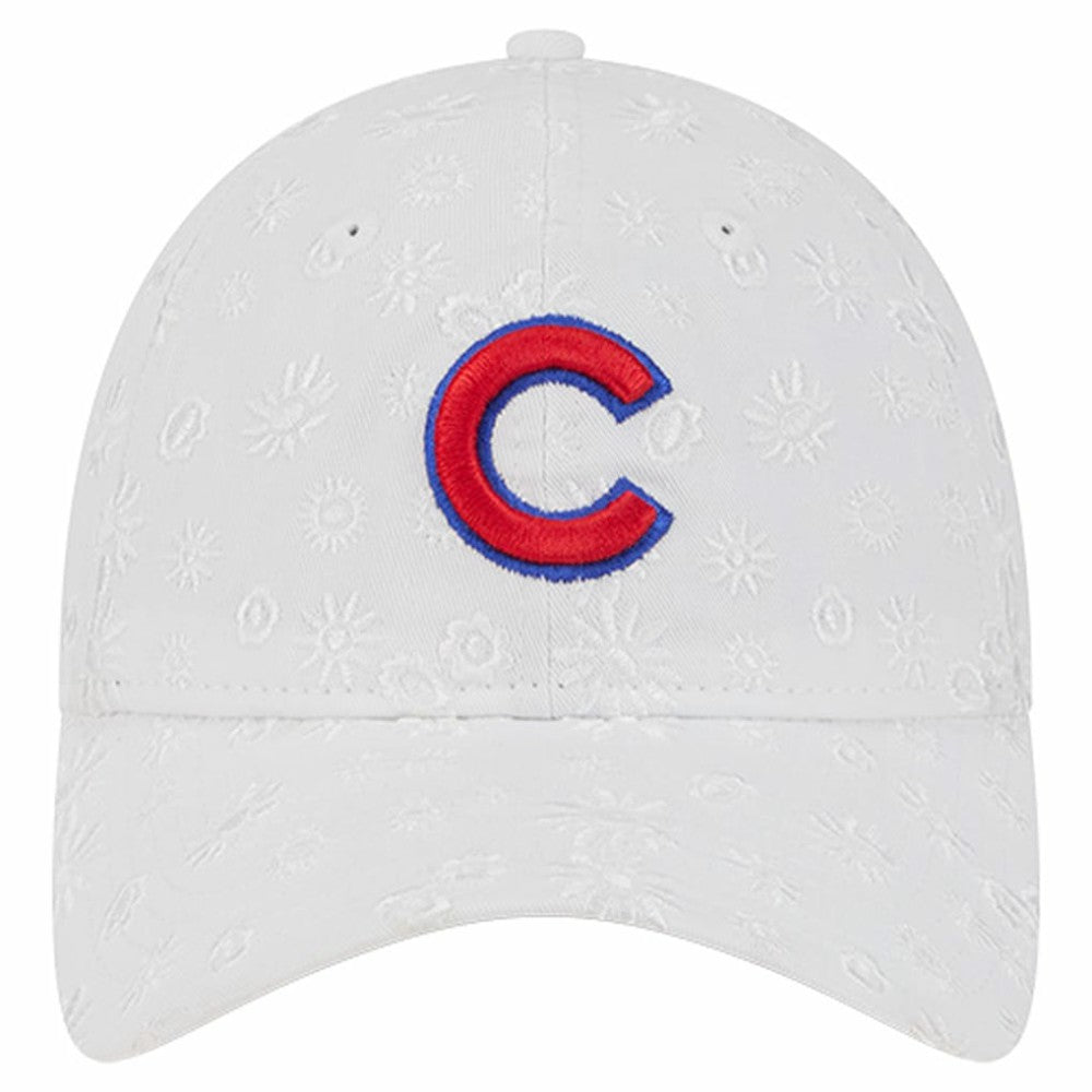 White Chicago Cubs New Era Women's Floral Mesh 9TWENTY Adjustable Hat