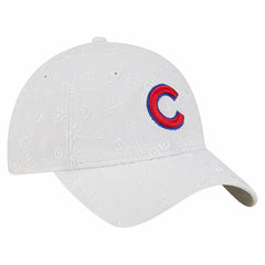 White Chicago Cubs New Era Women's Floral Mesh 9TWENTY Adjustable Hat