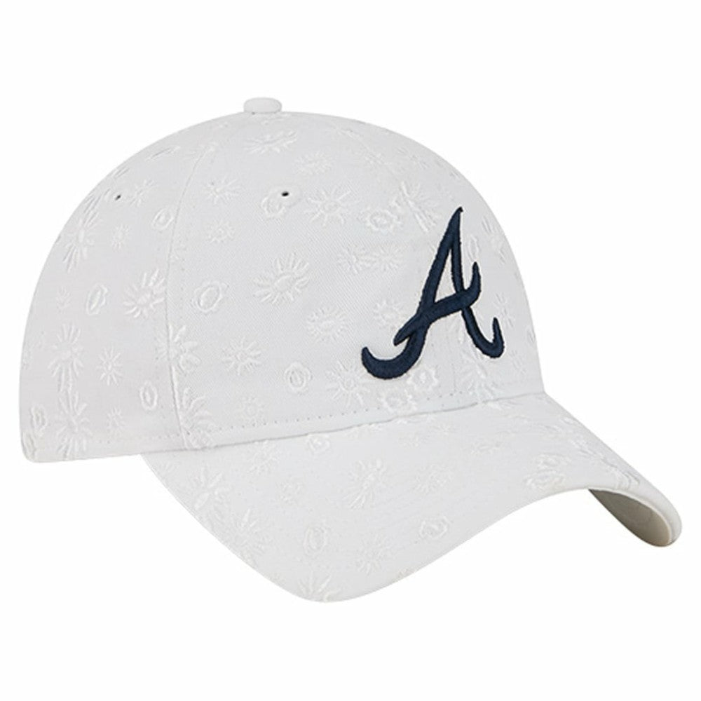 White Atlanta Braves New Era Women's Floral Mesh 9TWENTY Adjustable Hat