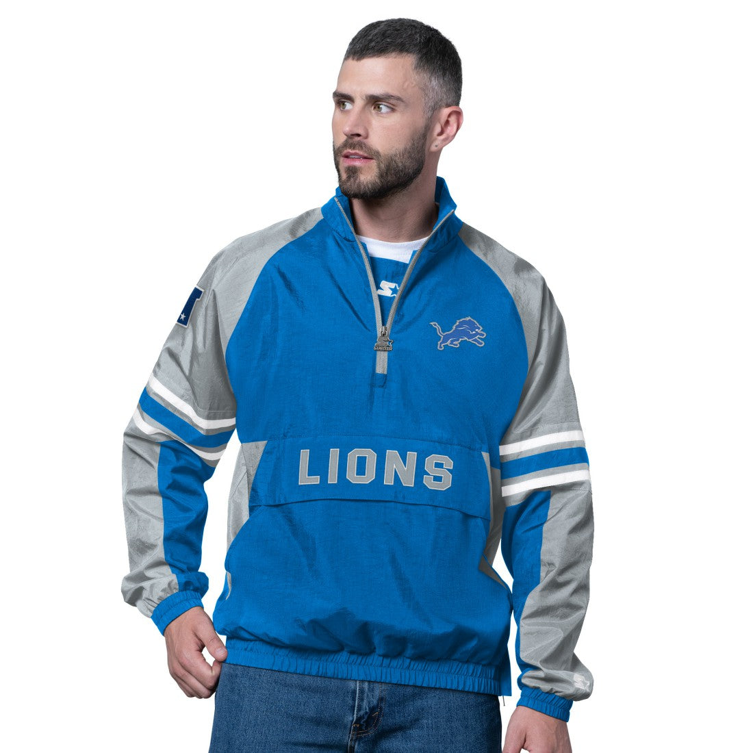 Starter Prospect Half-Zip Pullover - Detroit Lions Pullover
