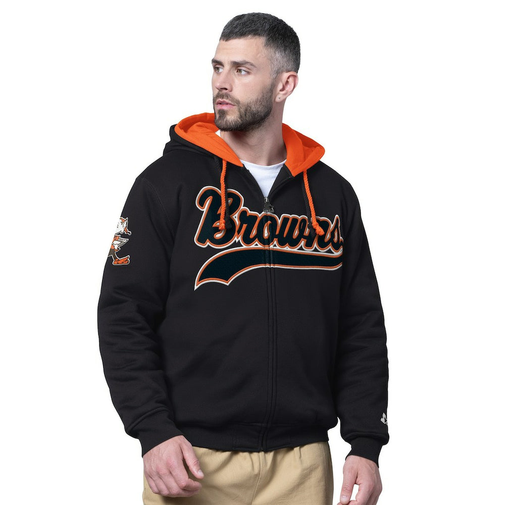 Starter Big Shot Throwback Full-Zip Double Hooded Jacket - Cleveland Browns Jackets