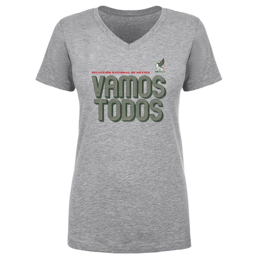Mexico National Team 500 Level Women's Vamos Todos Inline Bold V-Neck T-Shirt