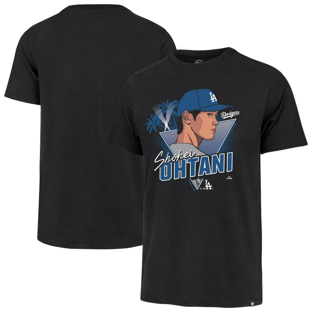 Black Shohei Ohtani Los Angeles Dodgers '47 Player Caricature Franklin T-Shirt