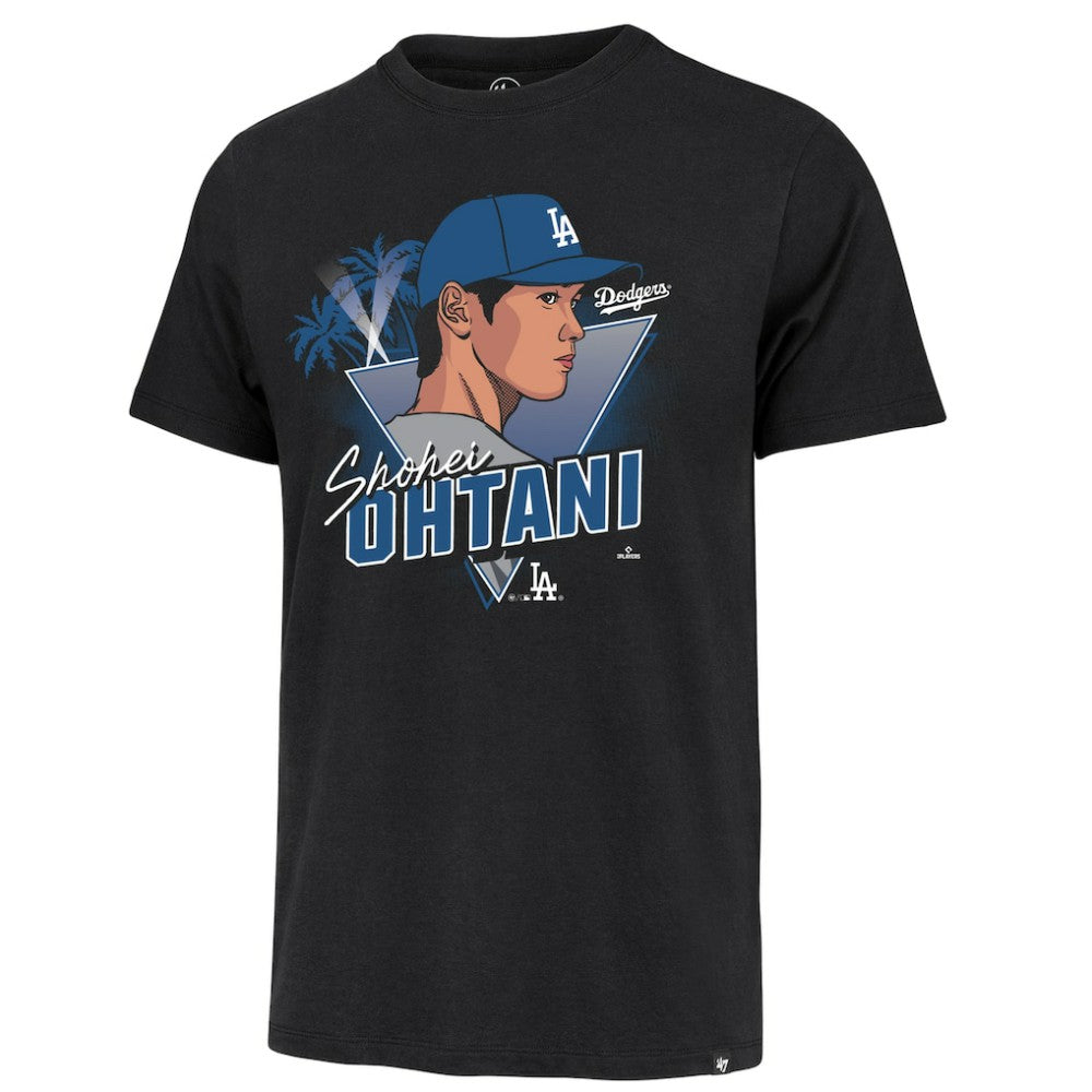 Black Shohei Ohtani Los Angeles Dodgers '47 Player Caricature Franklin T-Shirt