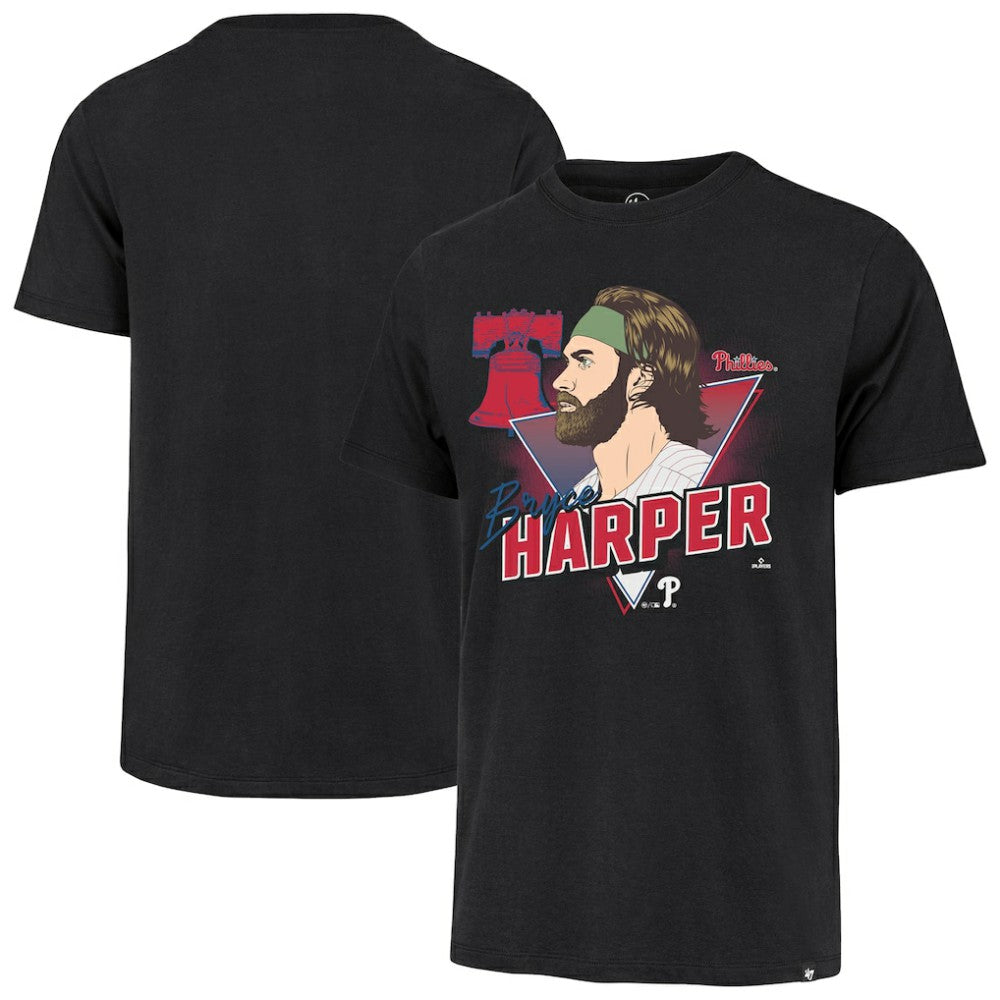 Black Bryce Harper Philadelphia Phillies '47 Player Caricature Franklin T-Shirt