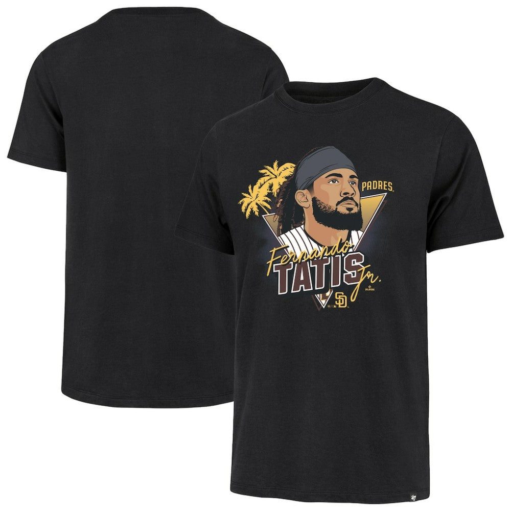 Black Fernando Tatis Jr. San Diego Padres '47 Player Caricature Franklin T-Shirt