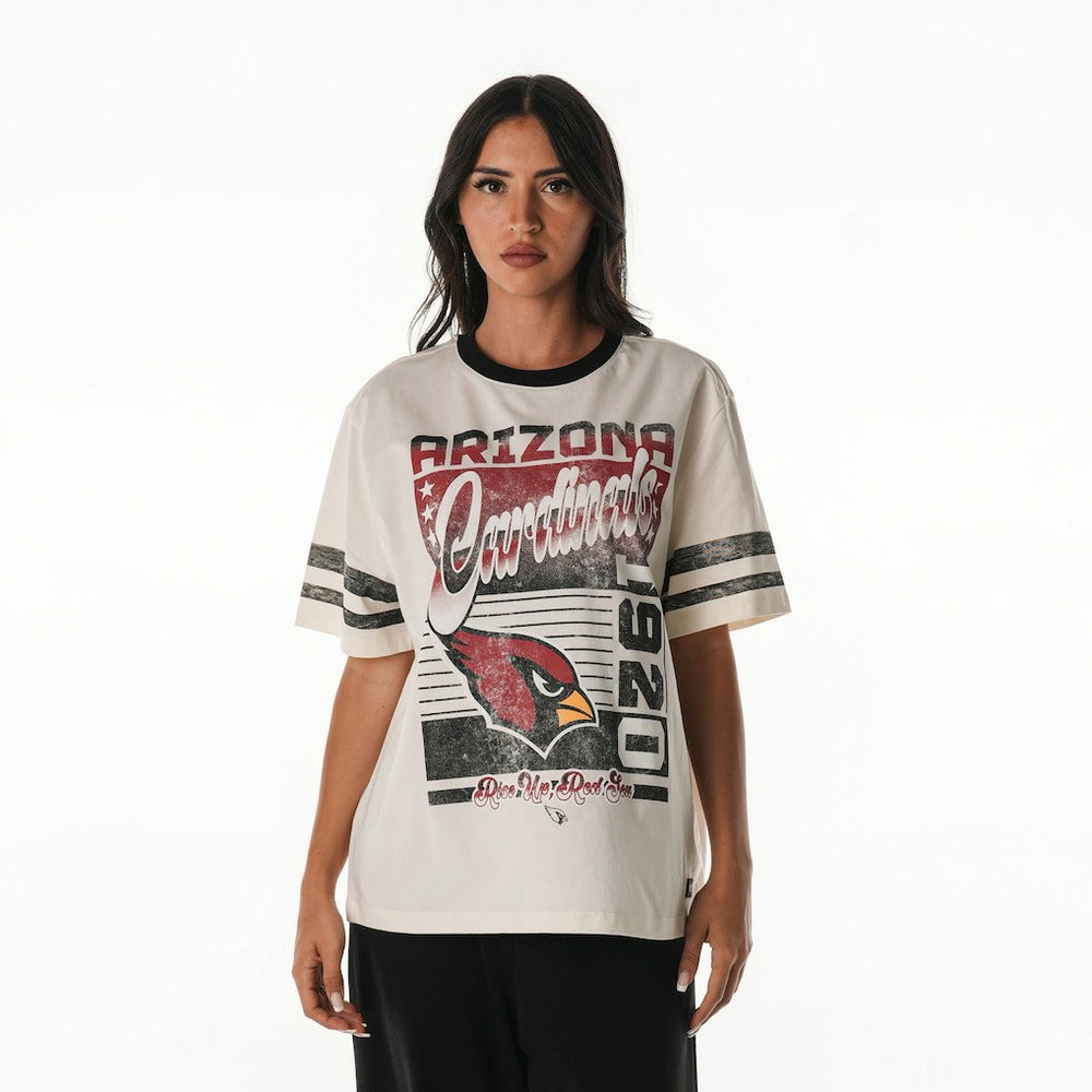 The Wild Collective Women's Vintage Drop Shoulder Oversized Boyfriend T-Shirt - Arizona Cardinals T-shirts
